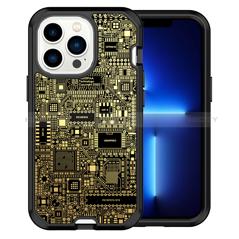 Funda Bumper Silicona y Plastico Carcasa Frontal y Trasera 360 Grados YJ3 para Apple iPhone 13 Pro Max Negro