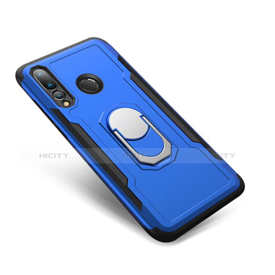 Funda Bumper Silicona y Plastico Mate Carcasa con Anillo de dedo Soporte A01 para Huawei Nova 4 Azul