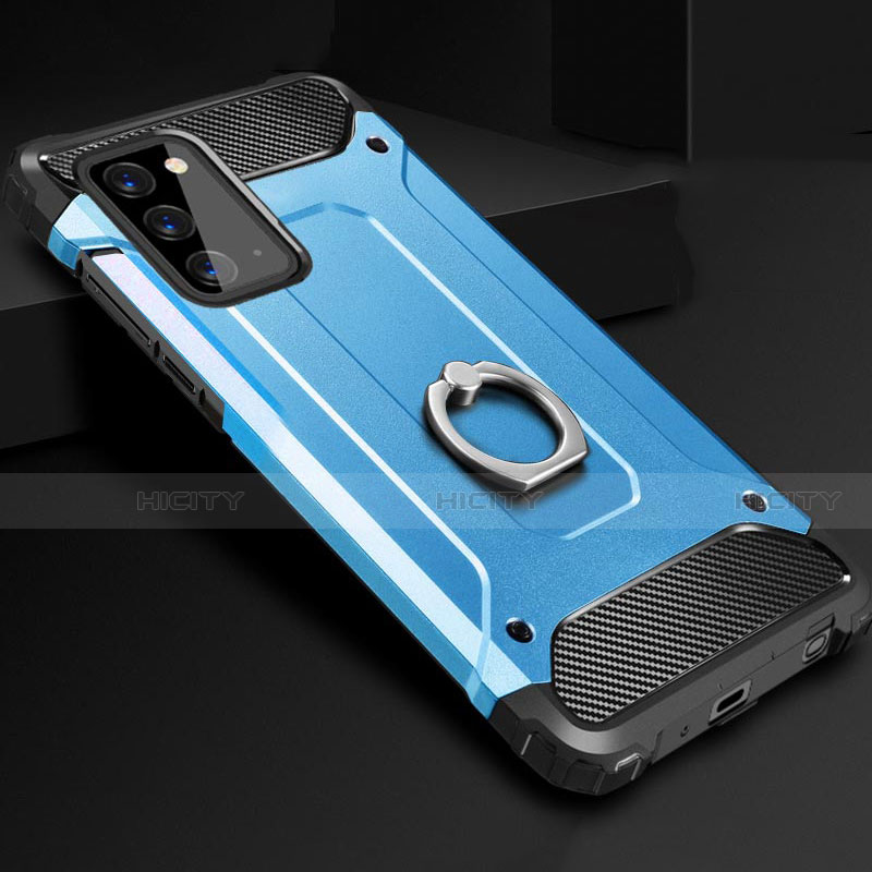 Funda Bumper Silicona y Plastico Mate Carcasa con Anillo de dedo Soporte N01 para Samsung Galaxy Note 20 5G