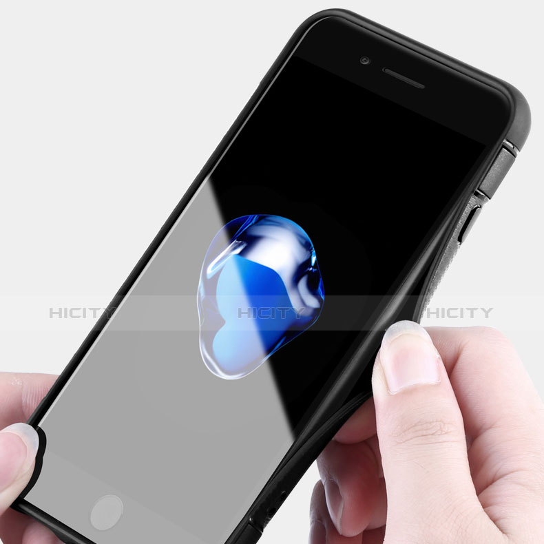 Funda Bumper Silicona y Plastico Mate Carcasa con Anillo de dedo Soporte para Apple iPhone 8 Plus