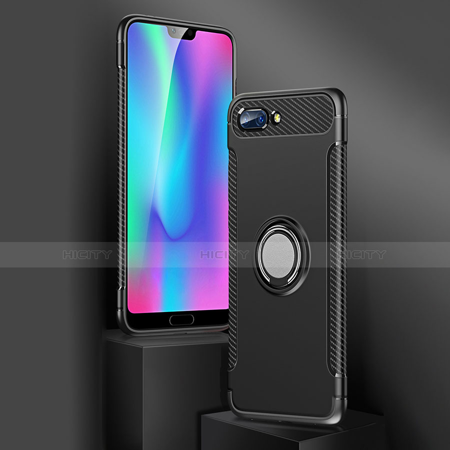 Funda Bumper Silicona y Plastico Mate Carcasa con Anillo de dedo Soporte para Huawei Honor 10