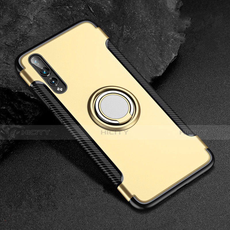 Funda Bumper Silicona y Plastico Mate Carcasa con Anillo de dedo Soporte para Huawei P20 Pro Oro