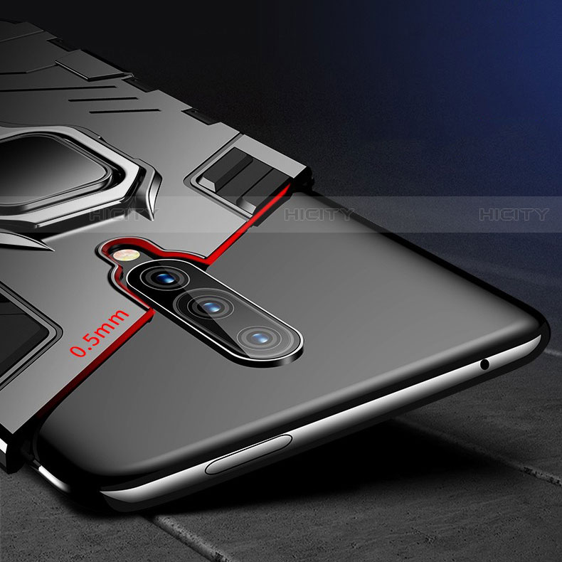 Funda Bumper Silicona y Plastico Mate Carcasa con Anillo de dedo Soporte para OnePlus 7 Pro