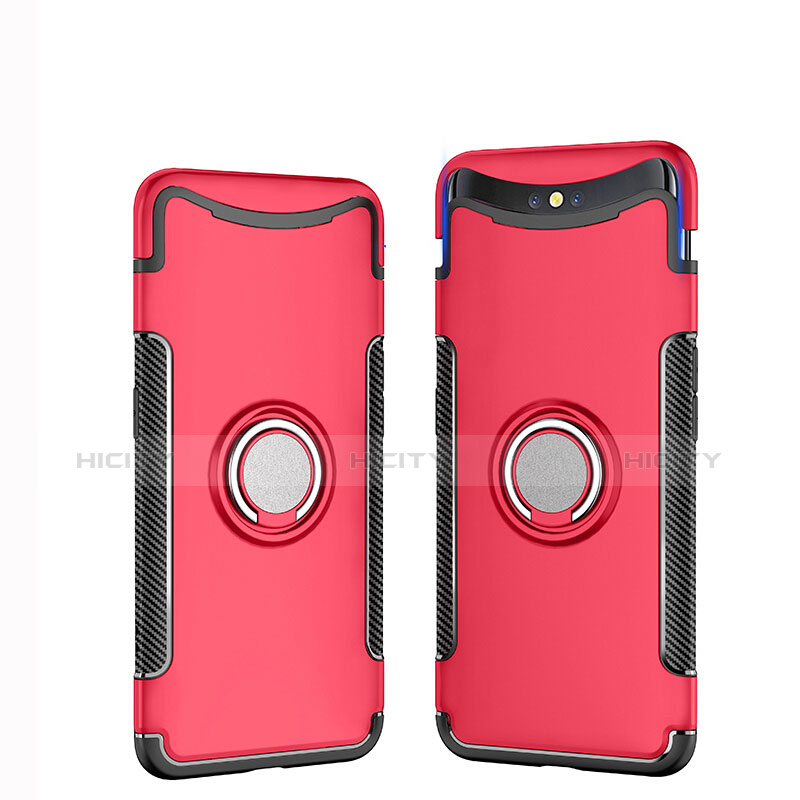 Funda Bumper Silicona y Plastico Mate Carcasa con Anillo de dedo Soporte para Oppo Find X