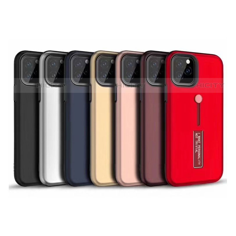 Funda Bumper Silicona y Plastico Mate Carcasa con Anillo de dedo Soporte S01 para Apple iPhone 11 Pro Max