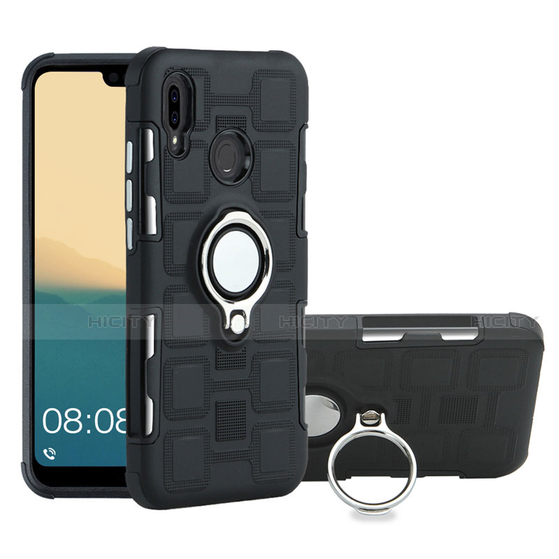 Funda Bumper Silicona y Plastico Mate Carcasa con Anillo de dedo Soporte S01 para Huawei P20 Lite