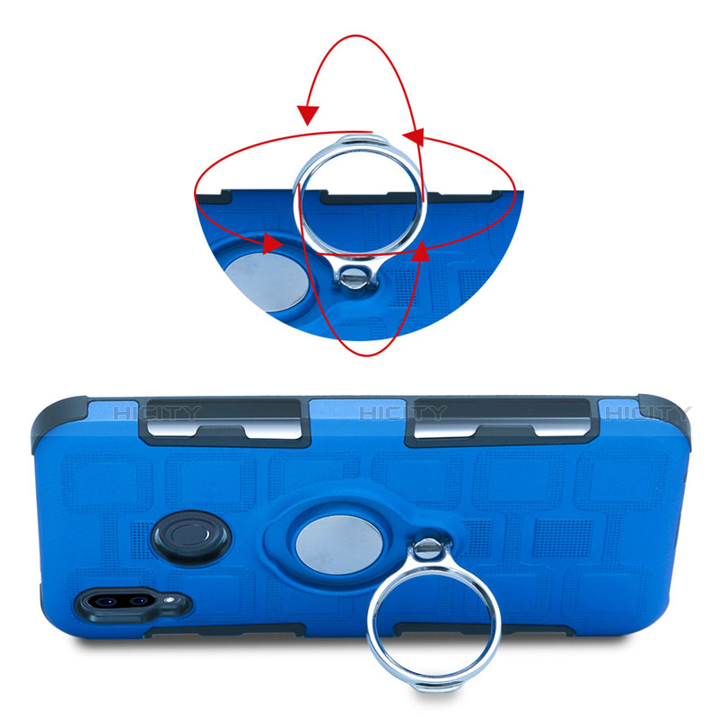 Funda Bumper Silicona y Plastico Mate Carcasa con Anillo de dedo Soporte S01 para Huawei P20 Lite