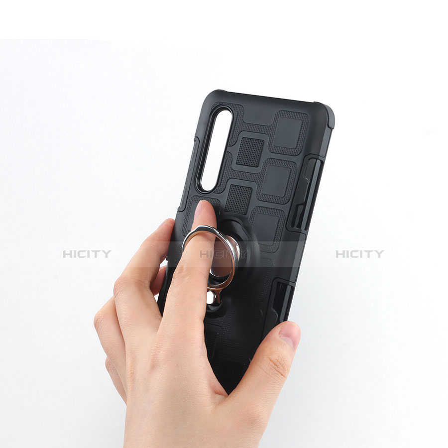 Funda Bumper Silicona y Plastico Mate Carcasa con Anillo de dedo Soporte S01 para Huawei P30
