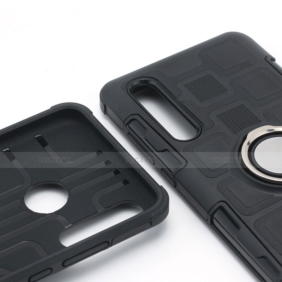 Funda Bumper Silicona y Plastico Mate Carcasa con Anillo de dedo Soporte S01 para Huawei P30