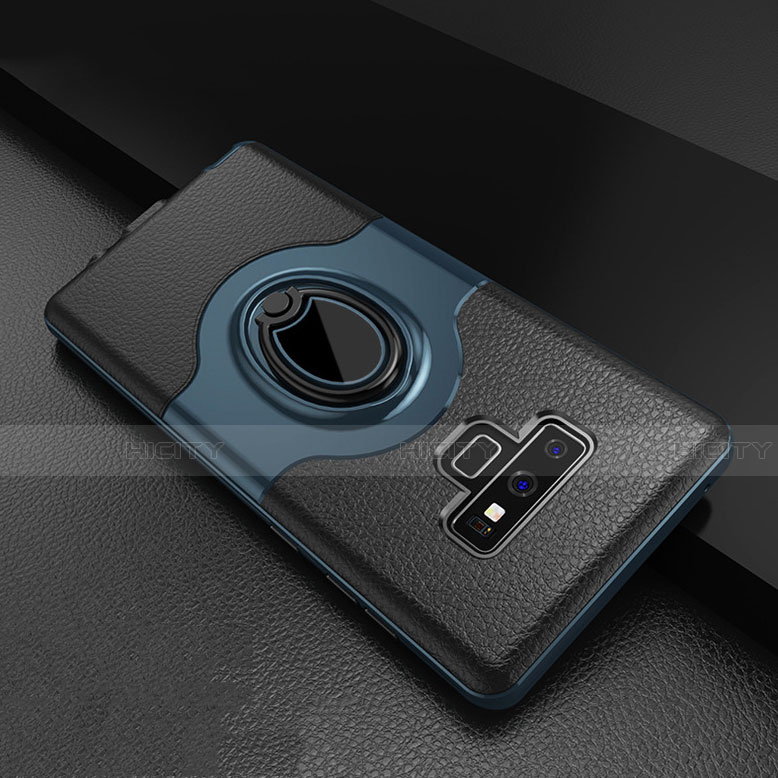 Funda Bumper Silicona y Plastico Mate Carcasa con Anillo de dedo Soporte S01 para Samsung Galaxy Note 9