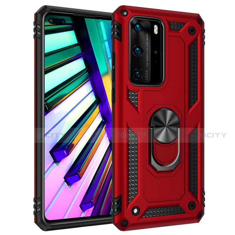 Funda Bumper Silicona y Plastico Mate Carcasa con Magnetico Anillo de dedo Soporte C01 para Huawei P40 Pro