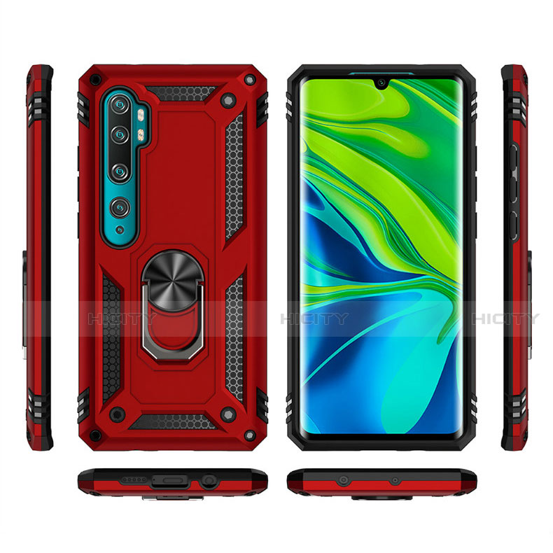 Funda Bumper Silicona y Plastico Mate Carcasa con Magnetico Anillo de dedo Soporte D01 para Xiaomi Mi Note 10