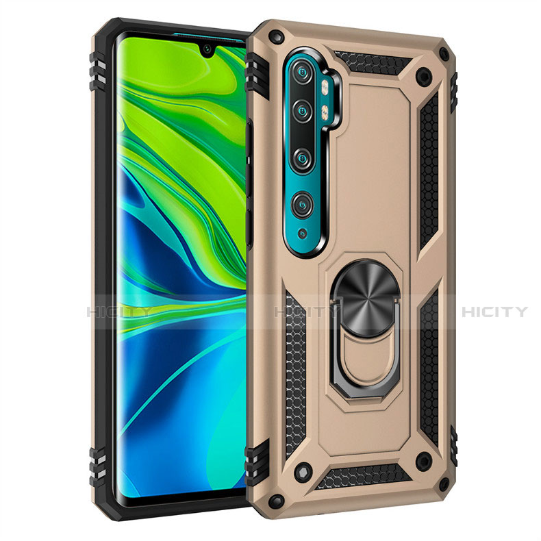 Funda Bumper Silicona y Plastico Mate Carcasa con Magnetico Anillo de dedo Soporte D01 para Xiaomi Mi Note 10