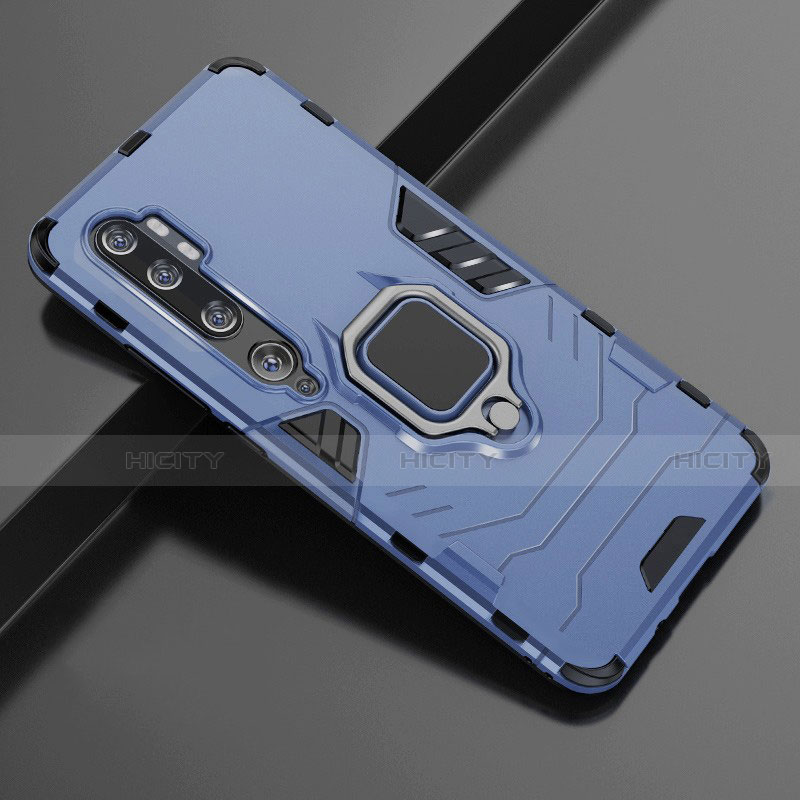 Funda Bumper Silicona y Plastico Mate Carcasa con Magnetico Anillo de dedo Soporte D02 para Xiaomi Mi Note 10 Pro