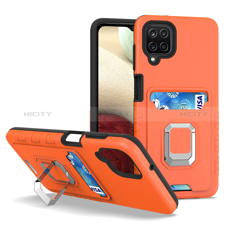 Funda Bumper Silicona y Plastico Mate Carcasa con Magnetico Anillo de dedo Soporte J01S para Samsung Galaxy A12 5G