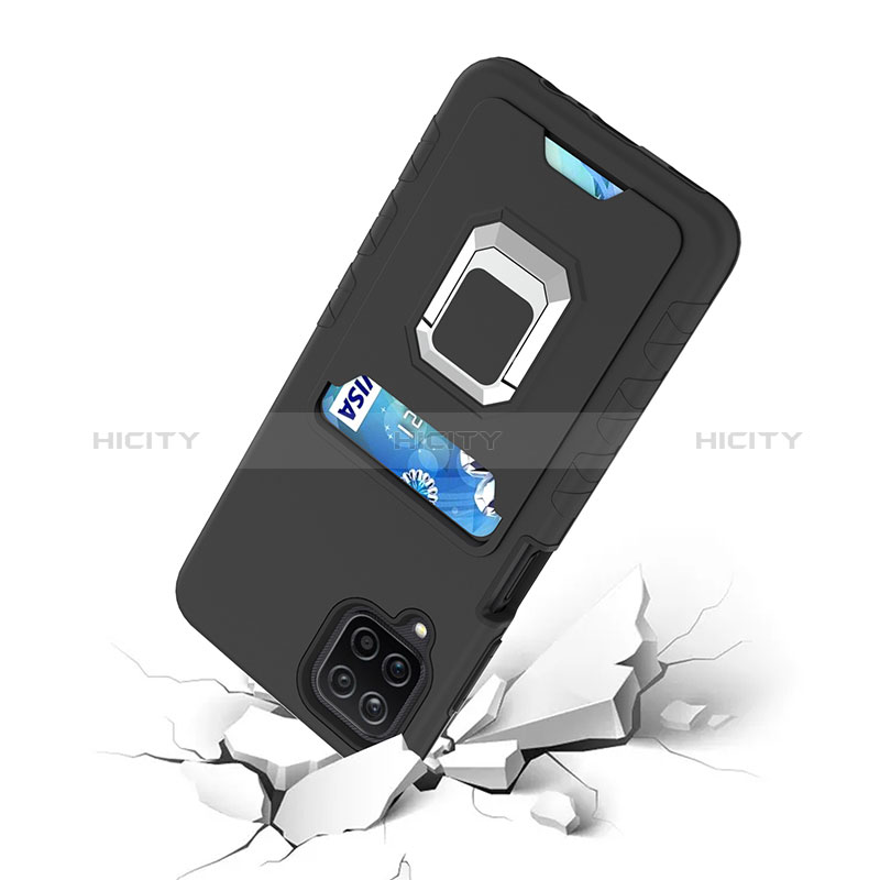 Funda Bumper Silicona y Plastico Mate Carcasa con Magnetico Anillo de dedo Soporte J01S para Samsung Galaxy A12 Nacho