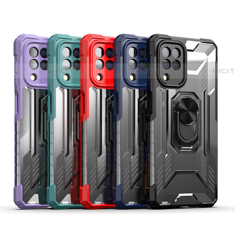 Funda Bumper Silicona y Plastico Mate Carcasa con Magnetico Anillo de dedo Soporte J01S para Samsung Galaxy F22 4G