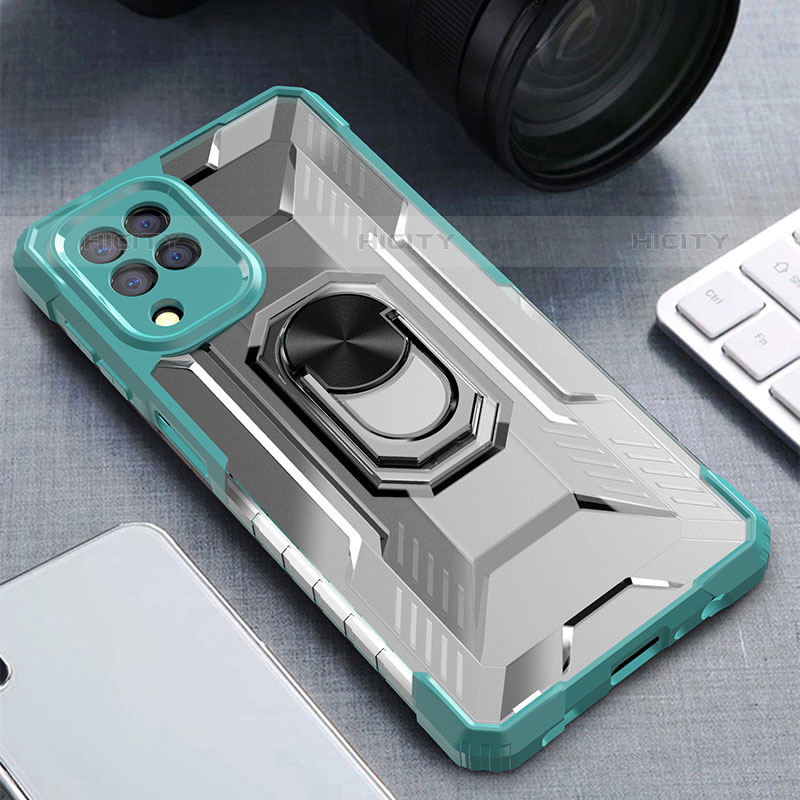 Funda Bumper Silicona y Plastico Mate Carcasa con Magnetico Anillo de dedo Soporte J01S para Samsung Galaxy M32 4G