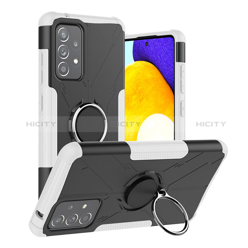 Funda Bumper Silicona y Plastico Mate Carcasa con Magnetico Anillo de dedo Soporte J01X para Samsung Galaxy A52s 5G