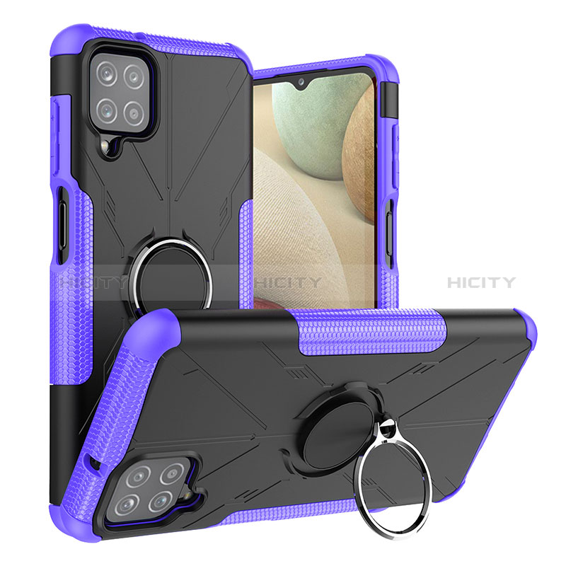 Funda Bumper Silicona y Plastico Mate Carcasa con Magnetico Anillo de dedo Soporte J01X para Samsung Galaxy F12