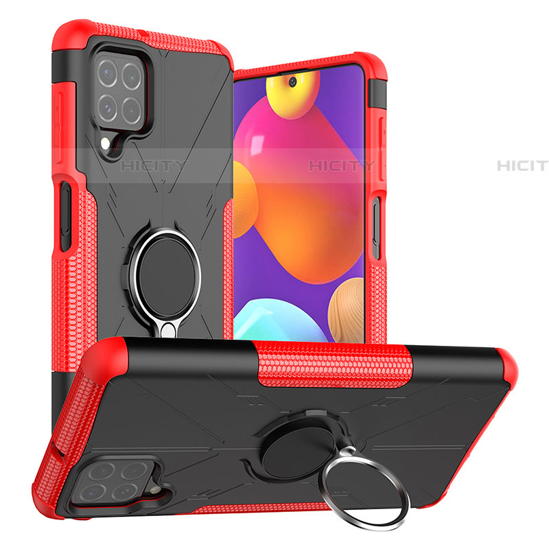 Funda Bumper Silicona y Plastico Mate Carcasa con Magnetico Anillo de dedo Soporte J01X para Samsung Galaxy F62 5G