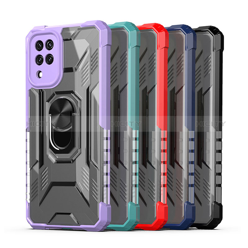 Funda Bumper Silicona y Plastico Mate Carcasa con Magnetico Anillo de dedo Soporte J02S para Samsung Galaxy M12