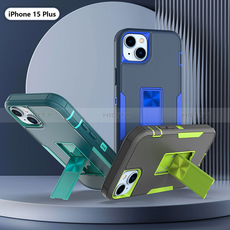 Funda Bumper Silicona y Plastico Mate Carcasa con Magnetico Anillo de dedo Soporte J03S para Apple iPhone 13