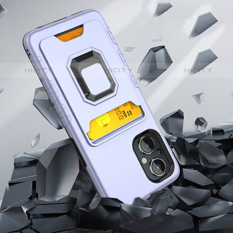 Funda Bumper Silicona y Plastico Mate Carcasa con Magnetico Anillo de dedo Soporte J03S para OnePlus Nord N20 5G