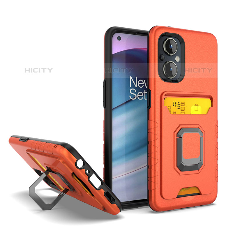 Funda Bumper Silicona y Plastico Mate Carcasa con Magnetico Anillo de dedo Soporte J03S para Oppo Reno7 Lite 5G