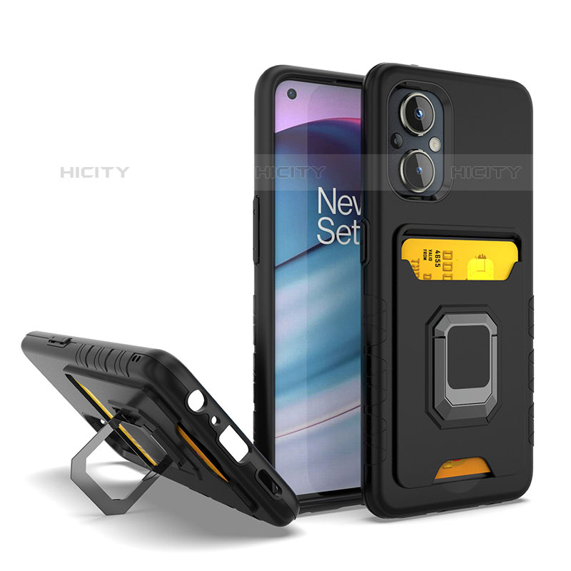 Funda Bumper Silicona y Plastico Mate Carcasa con Magnetico Anillo de dedo Soporte J03S para Oppo Reno7 Z 5G