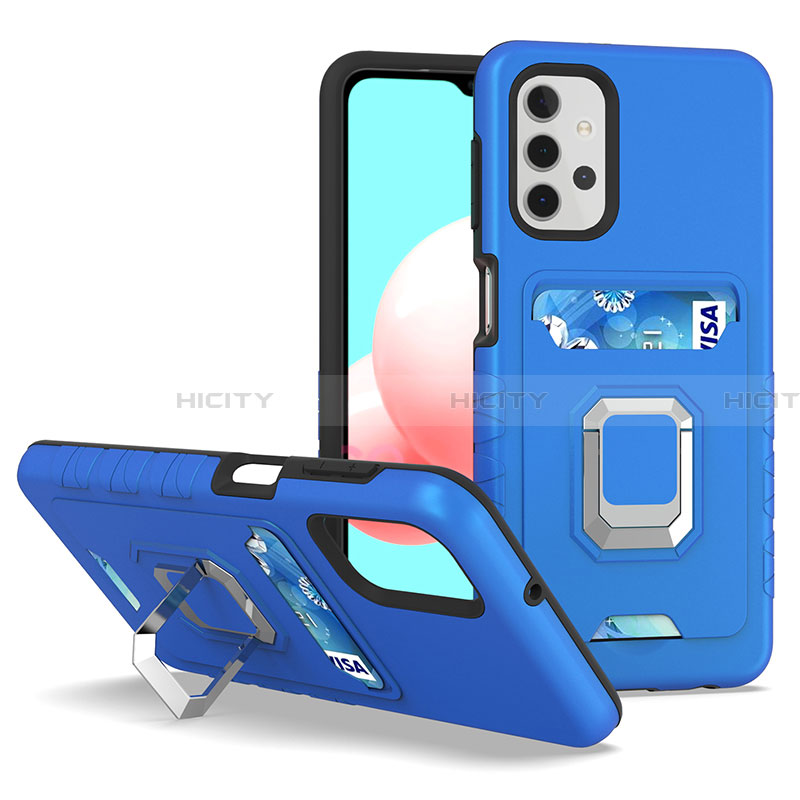 Funda Bumper Silicona y Plastico Mate Carcasa con Magnetico Anillo de dedo Soporte J03S para Samsung Galaxy A32 5G