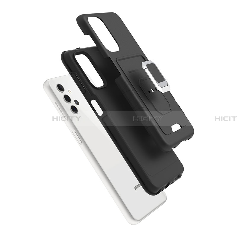 Funda Bumper Silicona y Plastico Mate Carcasa con Magnetico Anillo de dedo Soporte J03S para Samsung Galaxy A32 5G