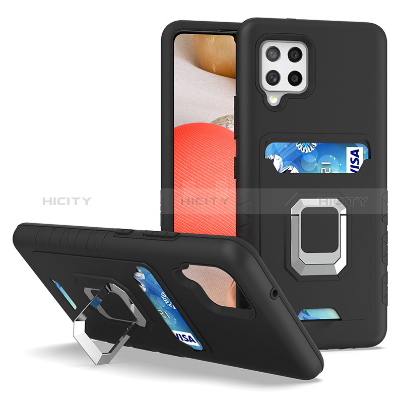 Funda Bumper Silicona y Plastico Mate Carcasa con Magnetico Anillo de dedo Soporte J03S para Samsung Galaxy A42 5G