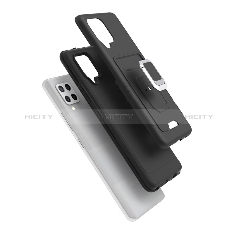 Funda Bumper Silicona y Plastico Mate Carcasa con Magnetico Anillo de dedo Soporte J03S para Samsung Galaxy A42 5G