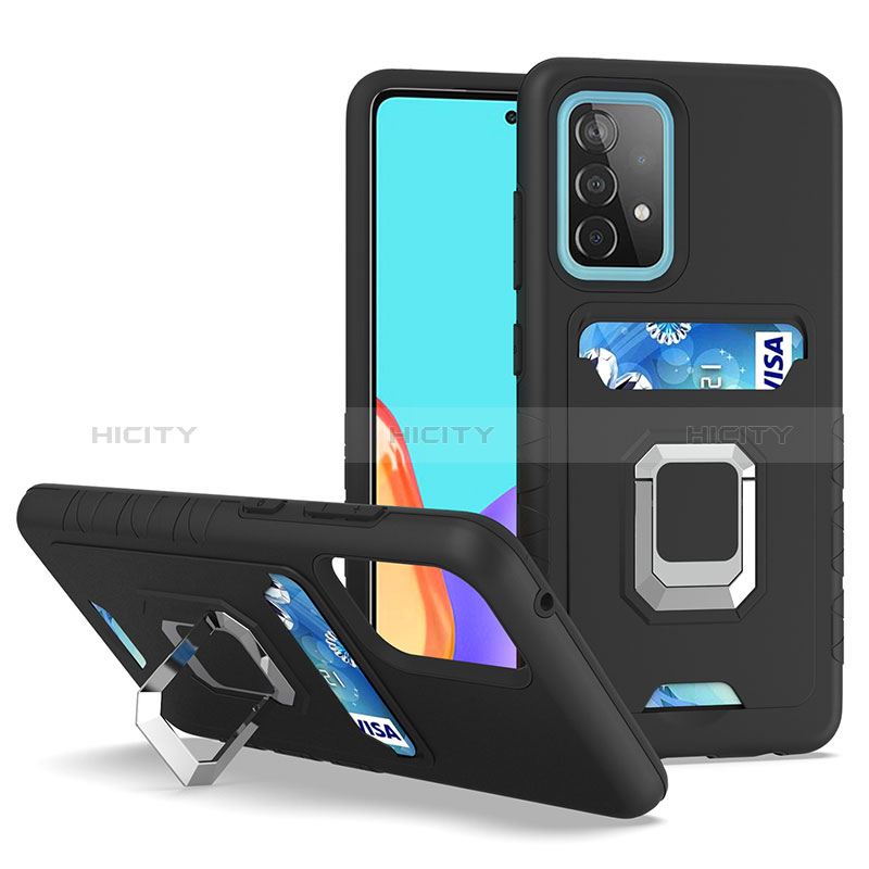 Funda Bumper Silicona y Plastico Mate Carcasa con Magnetico Anillo de dedo Soporte J03S para Samsung Galaxy A52s 5G