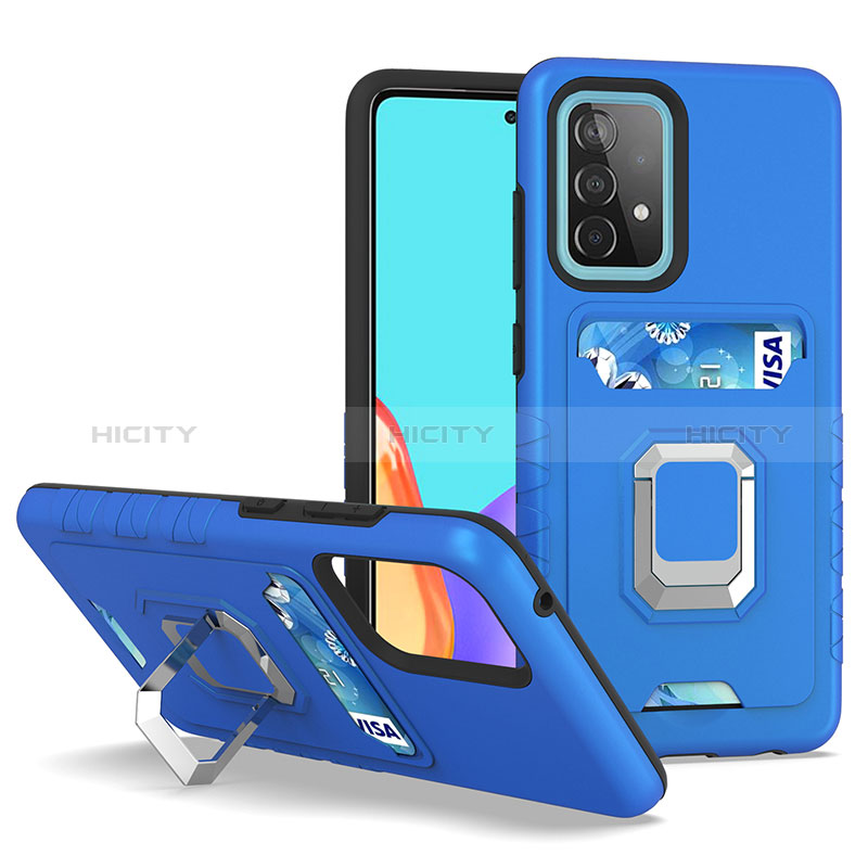 Funda Bumper Silicona y Plastico Mate Carcasa con Magnetico Anillo de dedo Soporte J03S para Samsung Galaxy A52s 5G