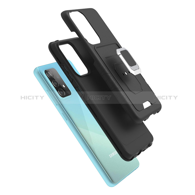 Funda Bumper Silicona y Plastico Mate Carcasa con Magnetico Anillo de dedo Soporte J03S para Samsung Galaxy A52s 5G