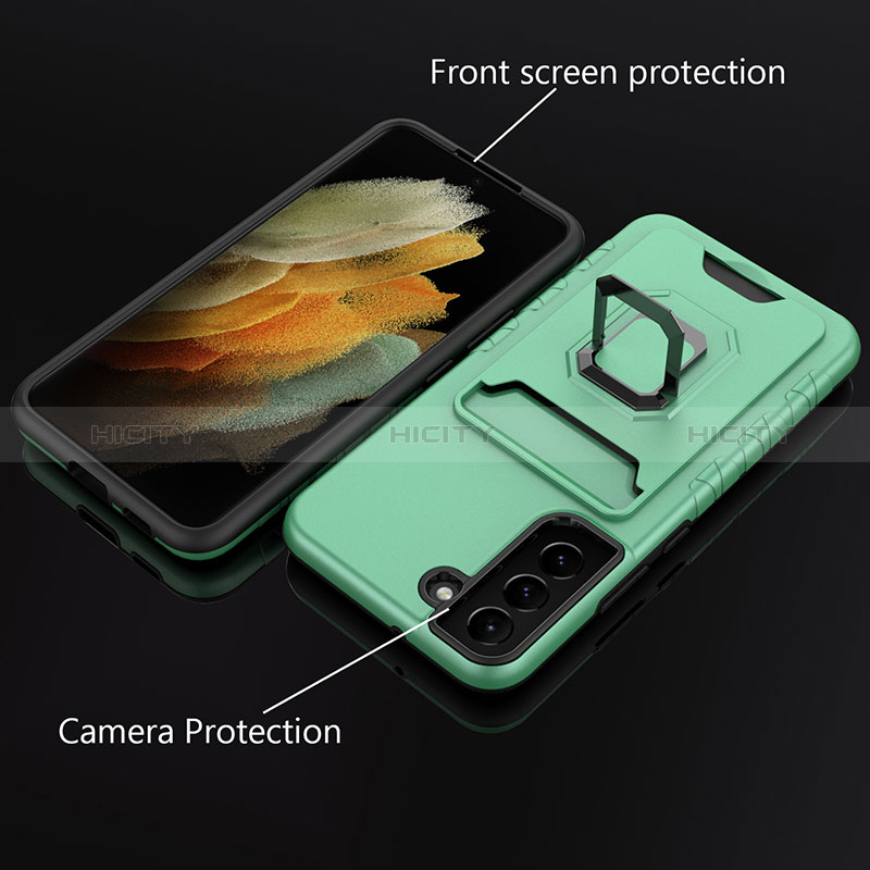 Funda Bumper Silicona y Plastico Mate Carcasa con Magnetico Anillo de dedo Soporte J03S para Samsung Galaxy S22 Plus 5G
