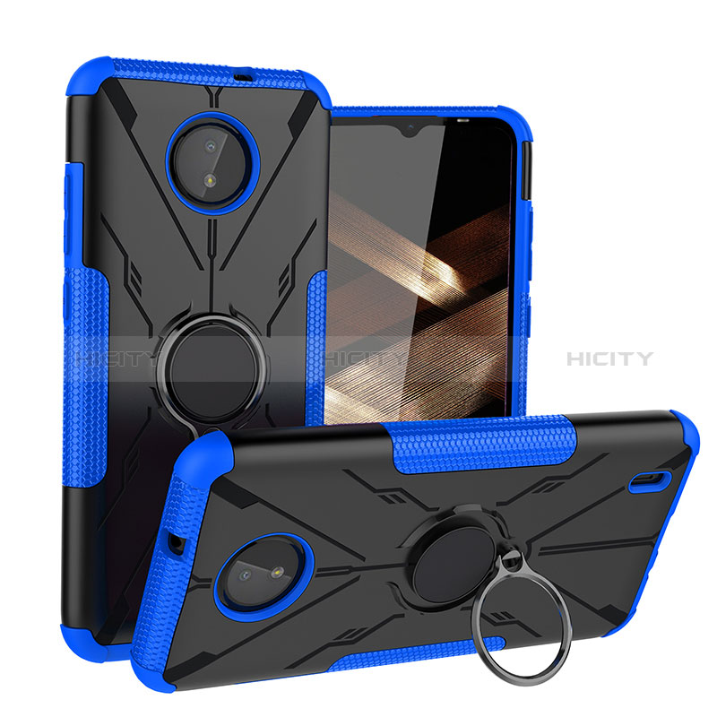 Funda Bumper Silicona y Plastico Mate Carcasa con Magnetico Anillo de dedo Soporte JX1 para Nokia C10