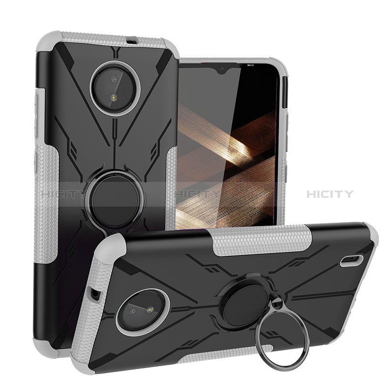 Funda Bumper Silicona y Plastico Mate Carcasa con Magnetico Anillo de dedo Soporte JX1 para Nokia C10
