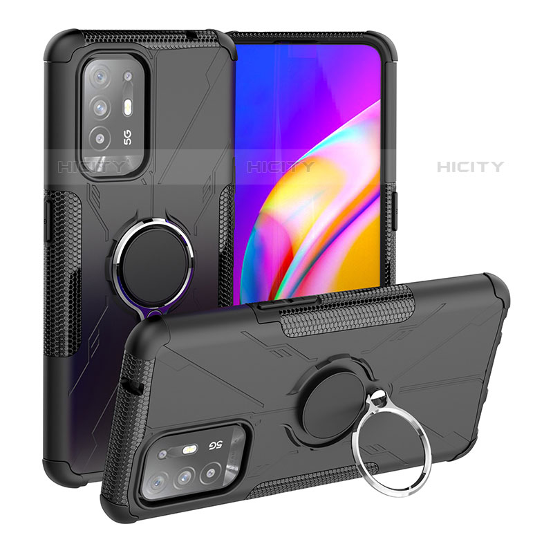 Funda Bumper Silicona y Plastico Mate Carcasa con Magnetico Anillo de dedo Soporte JX1 para Oppo A95 5G