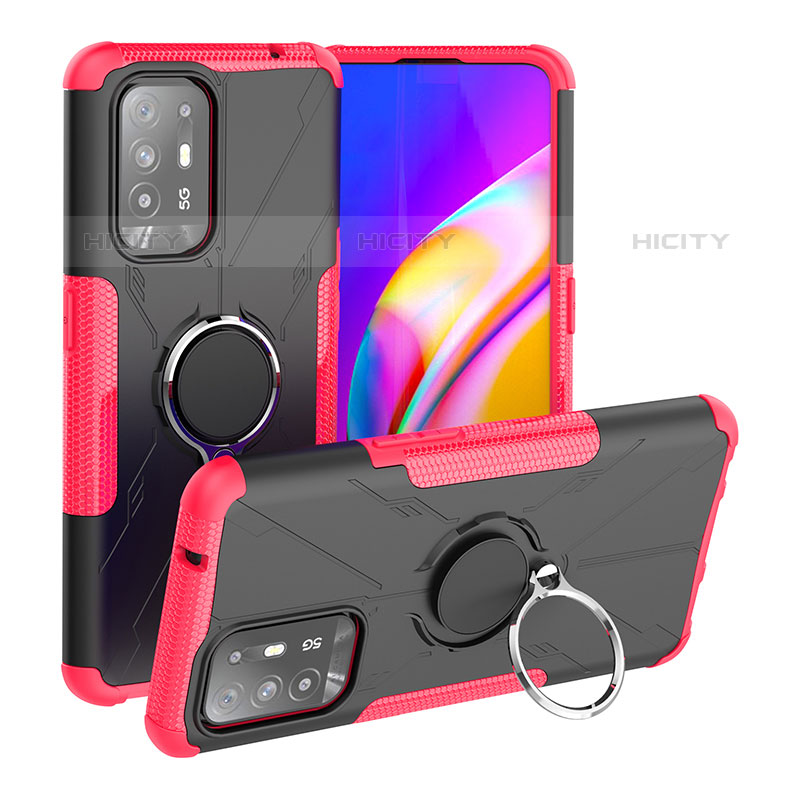 Funda Bumper Silicona y Plastico Mate Carcasa con Magnetico Anillo de dedo Soporte JX1 para Oppo A95 5G