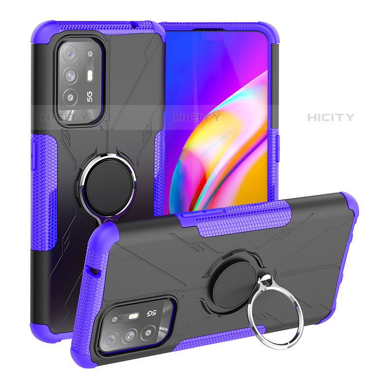 Funda Bumper Silicona y Plastico Mate Carcasa con Magnetico Anillo de dedo Soporte JX1 para Oppo A95 5G