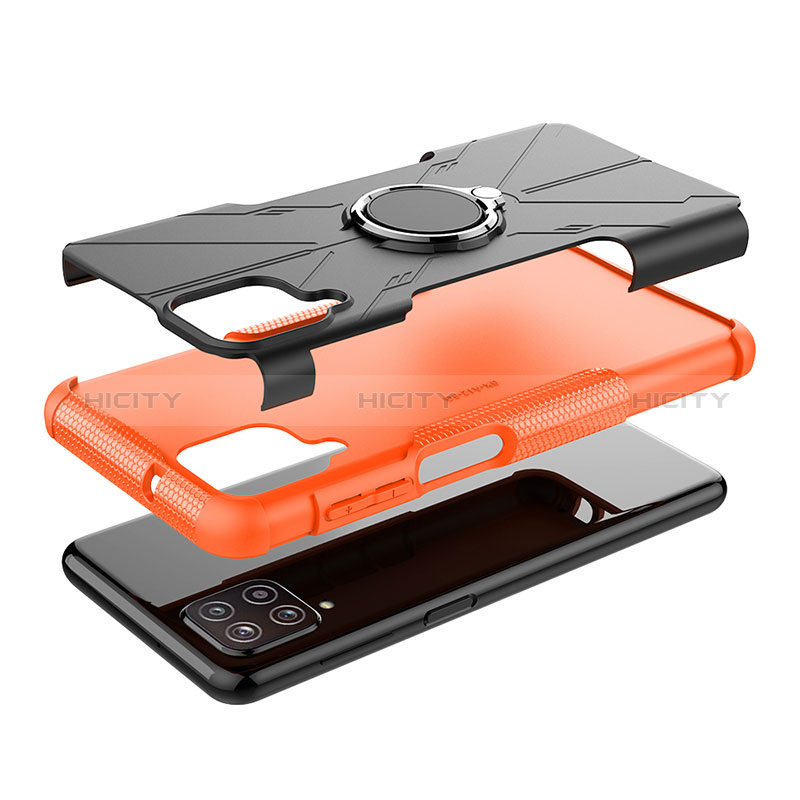 Funda Bumper Silicona y Plastico Mate Carcasa con Magnetico Anillo de dedo Soporte JX1 para Samsung Galaxy A12 Nacho