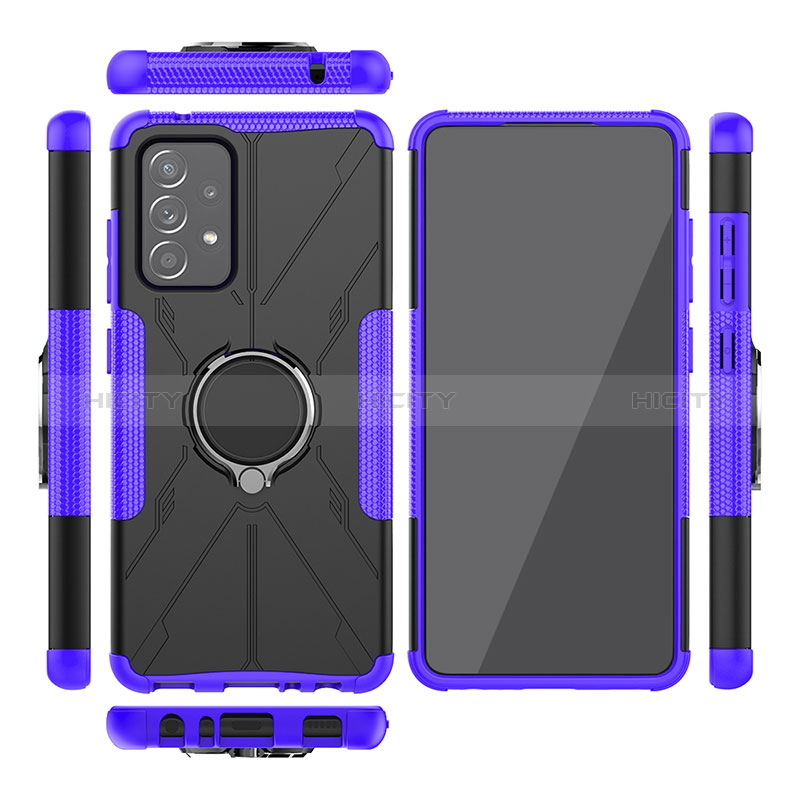 Funda Bumper Silicona y Plastico Mate Carcasa con Magnetico Anillo de dedo Soporte JX1 para Samsung Galaxy A52s 5G