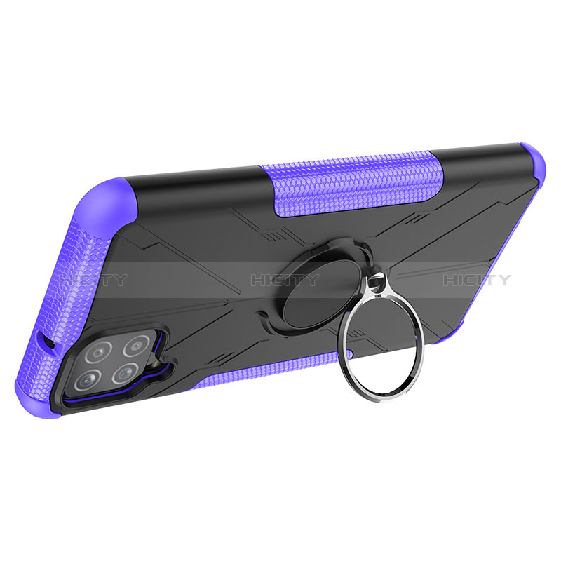 Funda Bumper Silicona y Plastico Mate Carcasa con Magnetico Anillo de dedo Soporte JX1 para Samsung Galaxy F12