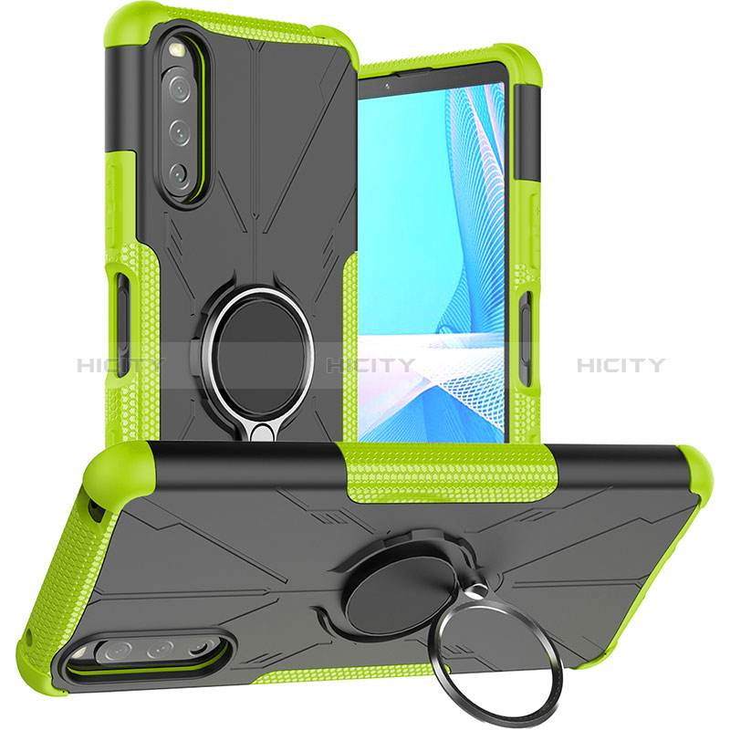 Funda Bumper Silicona y Plastico Mate Carcasa con Magnetico Anillo de dedo Soporte JX1 para Sony Xperia 10 III