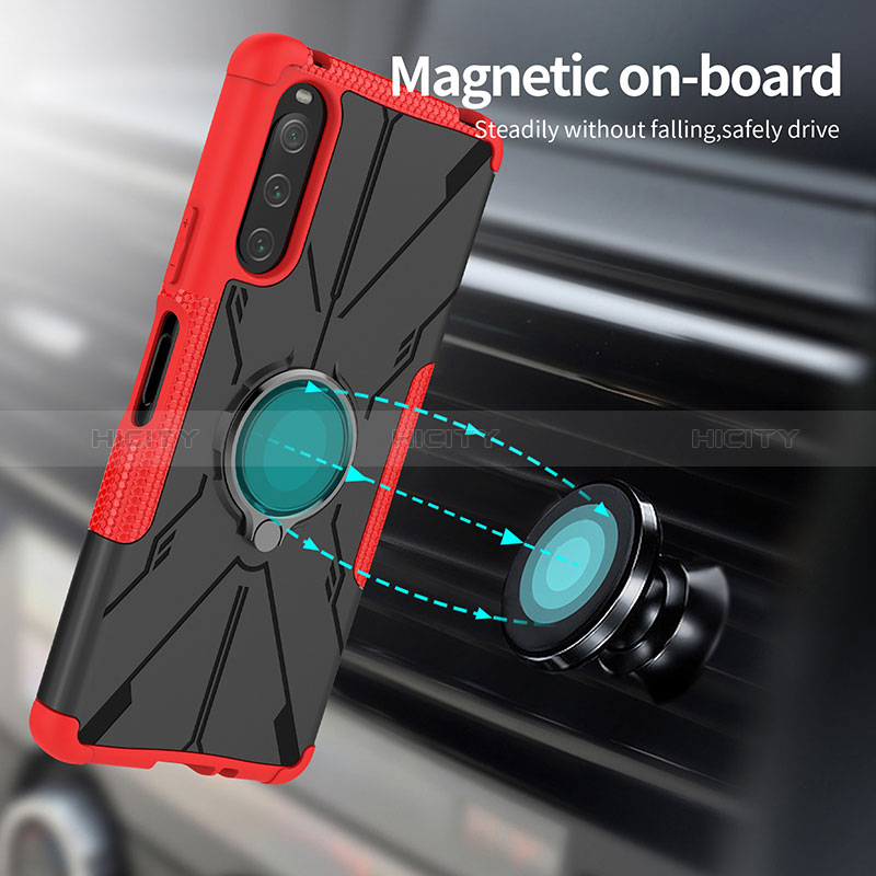 Funda Bumper Silicona y Plastico Mate Carcasa con Magnetico Anillo de dedo Soporte JX1 para Sony Xperia 10 IV
