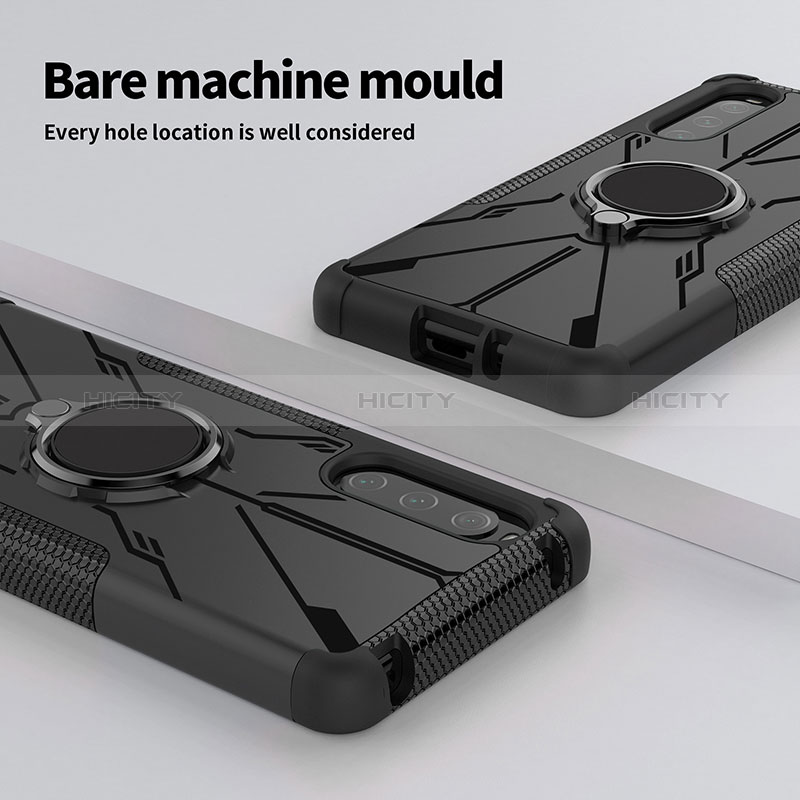 Funda Bumper Silicona y Plastico Mate Carcasa con Magnetico Anillo de dedo Soporte JX1 para Sony Xperia 10 V