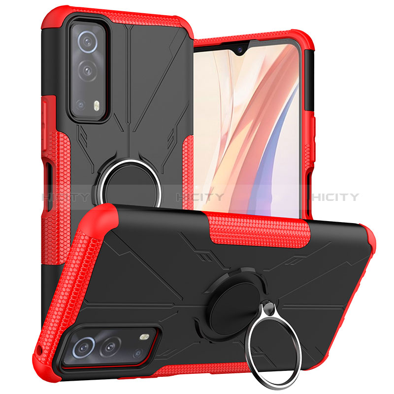 Funda Bumper Silicona y Plastico Mate Carcasa con Magnetico Anillo de dedo Soporte JX1 para Vivo Y72 5G